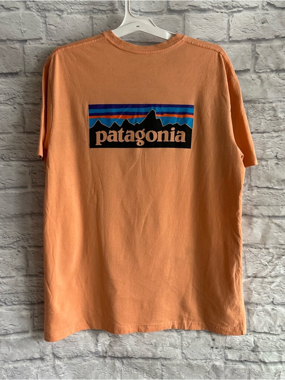 PREOWNED PATANOGIA MENS ORANGE LOGO BACK SHORT SLEEVE TSHIRT SIZE XL